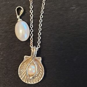 Bundle of two silver pearl pendants